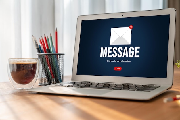 Email notification message showing on computer screen snugly