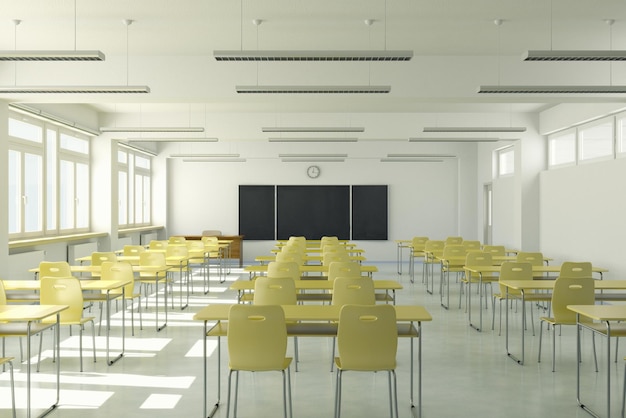 empty classroom class room of a school without student and teacher