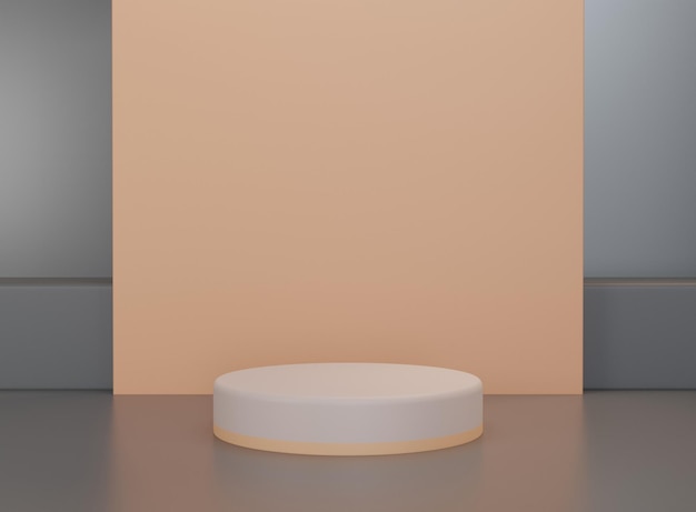 Empty cylinder podium on minimal background. Abstract minimal scene with geometrical forms.
