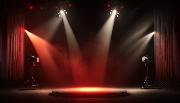 empty stage with strobe lights generative ai