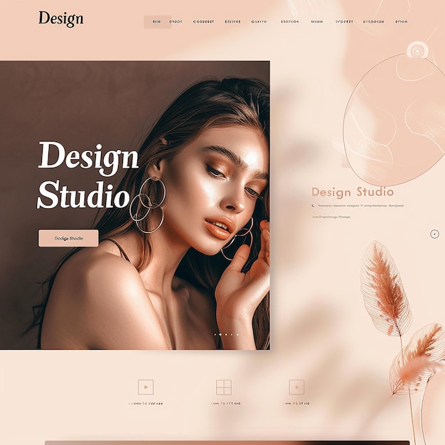 En sofistikert full landingsside med ordet «Design Studio» for en portefølje