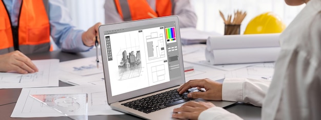 engineer and architect using architect designing software together insight