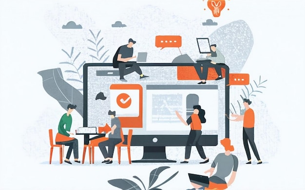 ERP enterprise resource planning concept illustrasjon for produktivitet og forbedring for selskaper til nettsider