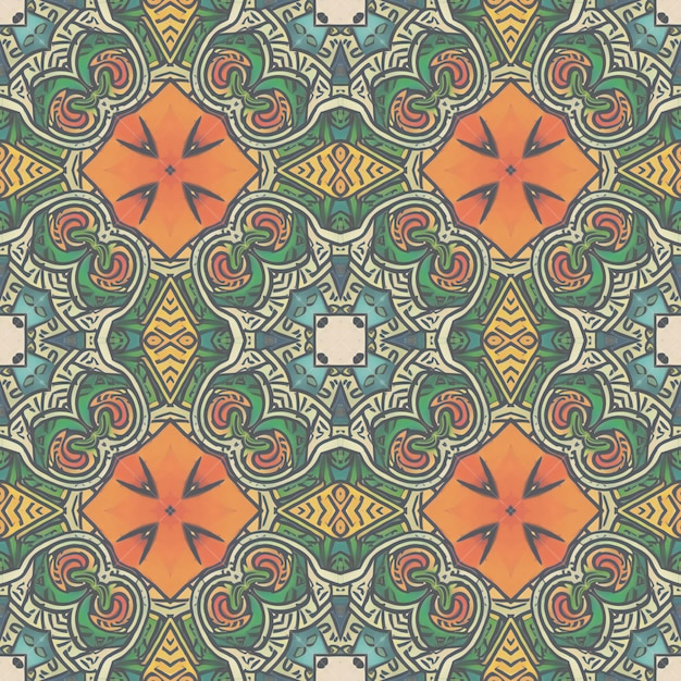 Ethnic floral seamless pattern Abstract kaleidoscope fabric design texture