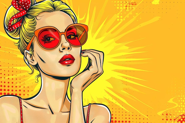 Fargerik tegneserie popart-stil kvinne med minimale detaljer Generativ AI