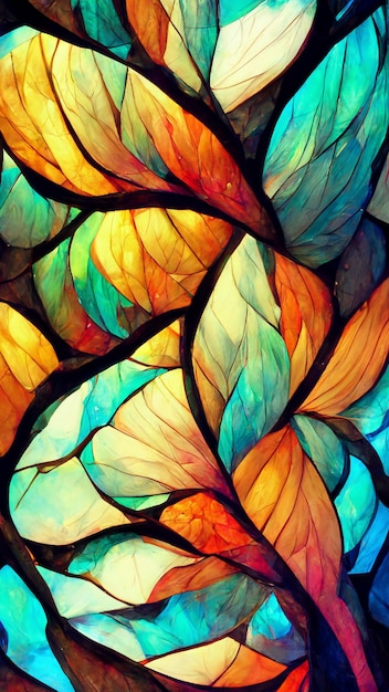 Farget glass fraktal fargerik fotorealistisk 3D-illustrasjon