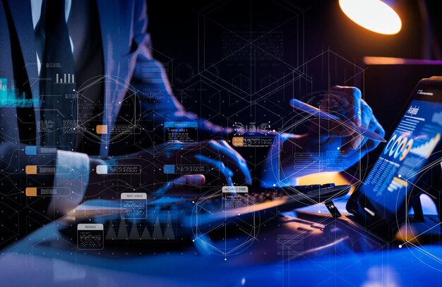 Finance forecast graph chart data financial planning marketing business man working on stock exchange crypto blockchain data analytics trading investment