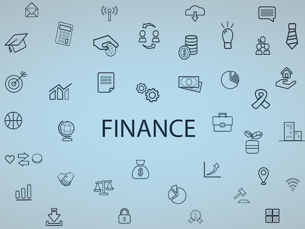 finance word concepts banner with icons business trading and finance background