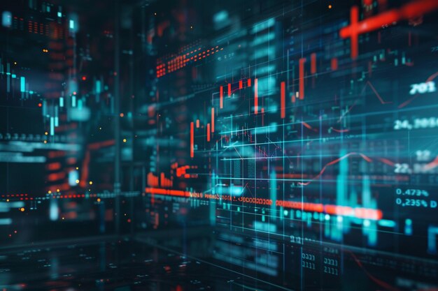 financial data indicating strong positive growth perfect for a investment firms advertising