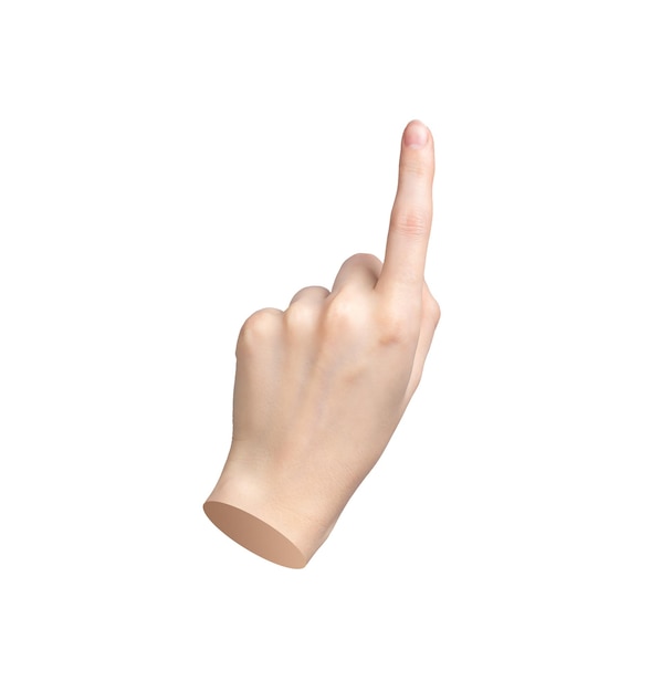finger pointing gesture tap click with index finger to indicate hand sign pick close up