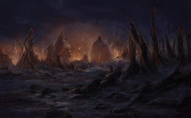 fire in forest burning trees a natural disaster uncontrolled burning of vegetation and spontaneous spread of fire over the forest area forest fire illustration