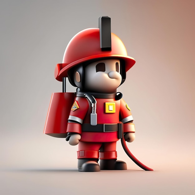 firefighter character with uniform and helmet in 3d generative ai