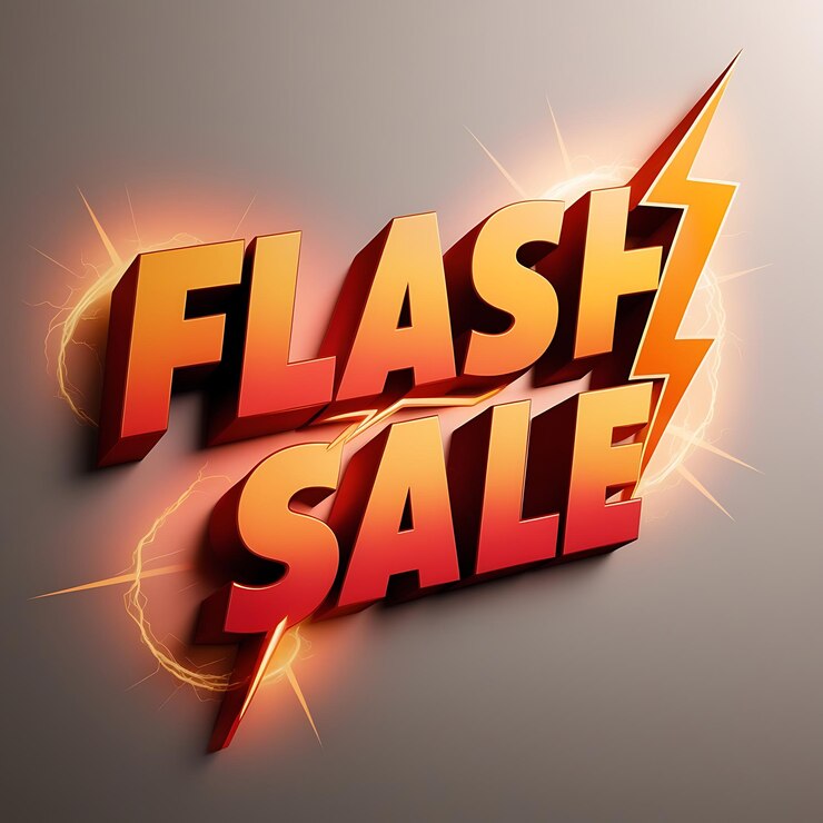 Foto flash sale announcement bold text lightning graphics