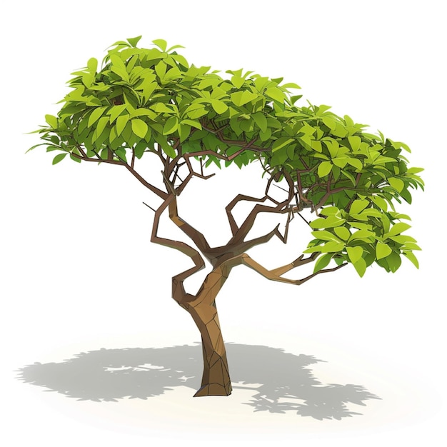 Flat 3D cartoon of a tree