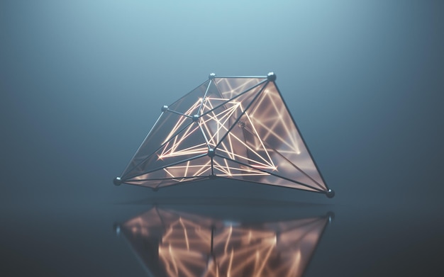Fog scene with abstract geometry 3d rendering