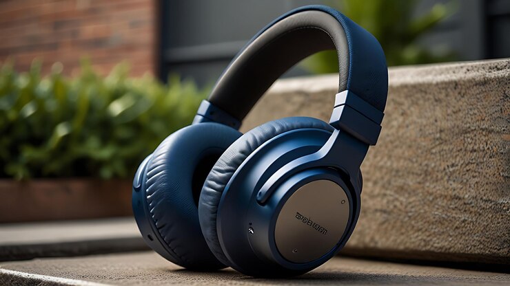 Foggy neon colored stereo headphones blank mockupNight party ready exploding in festive colorful s