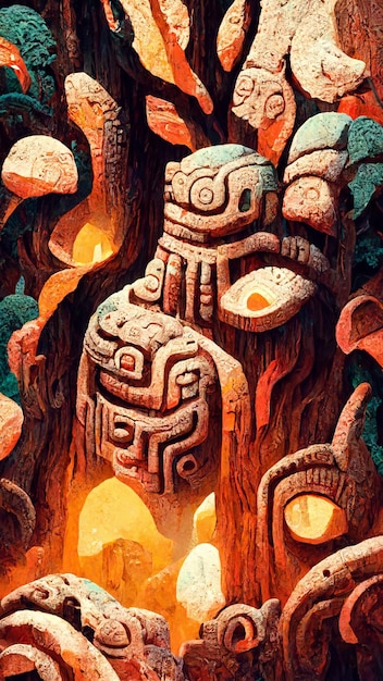 forest maya ancient culture aztec and inca civilization 3d illustration