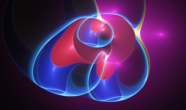 fractal colored abstract  round curves and lines on black background