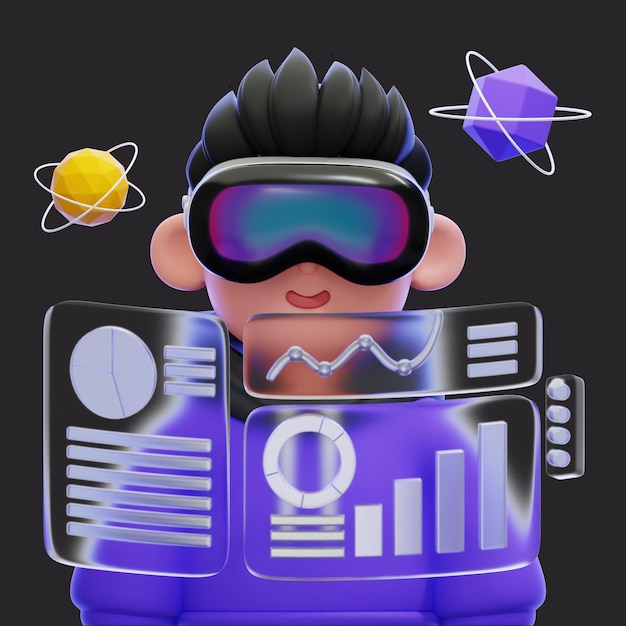 Free picture of Working in Virtual Reality 3D Illustration
