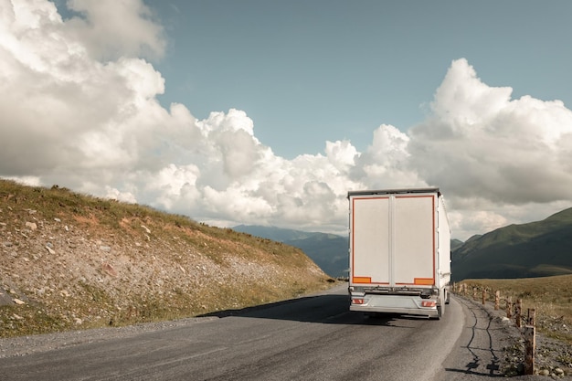 freight truck on the mountain pass road