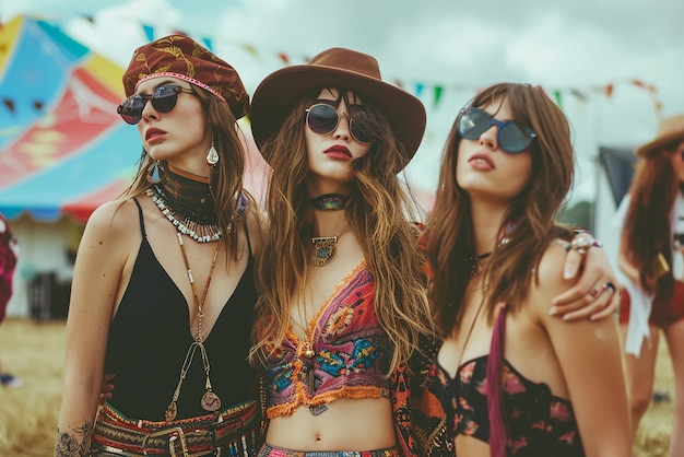 friends dressed in a mix of modern and vintage fashion