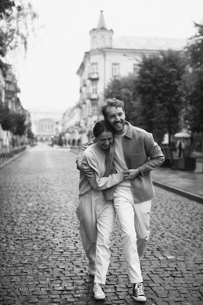 front view smiley couple outdoors