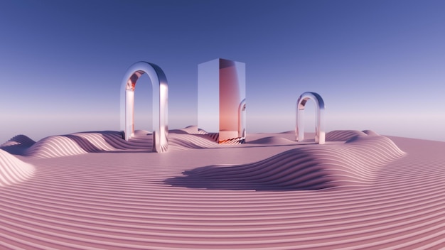 Frozen Motion Pristine Arches and Rippled Dunes in Serene Landscape