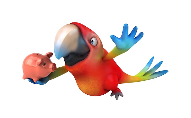 fun 3d cartoon parrot illustration