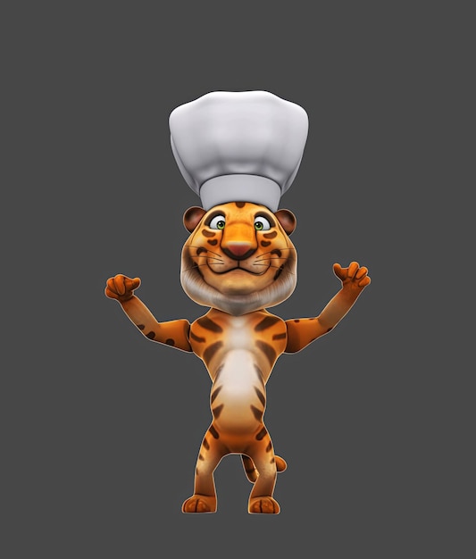 Fun 3D cartoon tiger