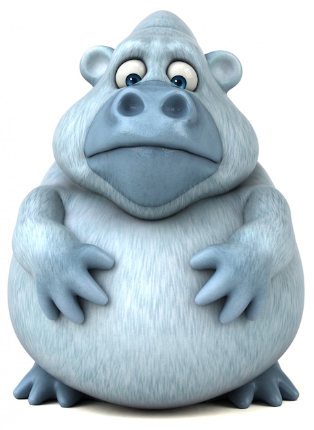 Funny 3d white gorilla sad