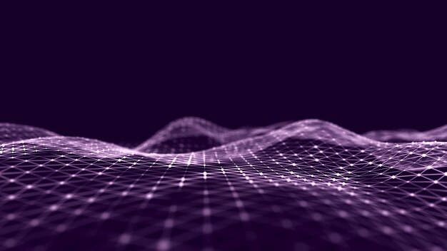 futuristic abstract mesh wave with the connection of luminous points and lines 3d