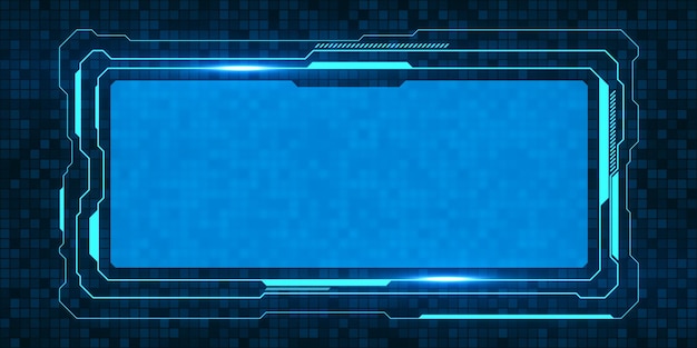 Futuristic blue cyber data frame on a digital grid abstract technology concept digital wallpaper with a tech design 3D Rendering