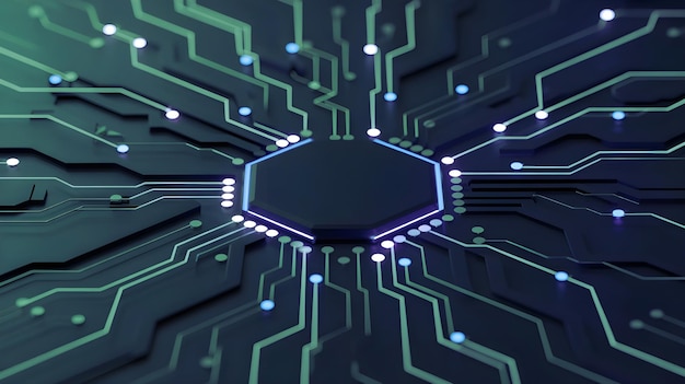 Futuristic Circuit Board with Data Flow