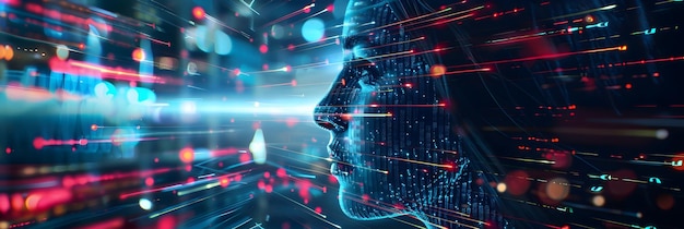 futuristic digital face with data visualization concept for modern technology artificial intelligence and data visualization in a futuristic style