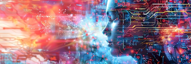 futuristic digital human in ethereal atmosphere to convey the idea of the future of digital humans and technology with a focus on the abstract and