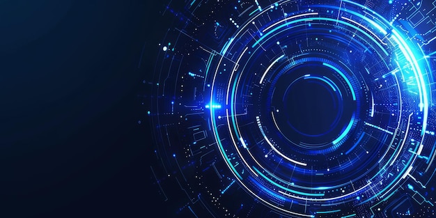 Futuristic digital interface with blue light and circular elements in modern design