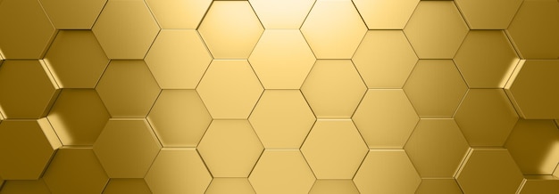futuristic gold hexagonal texture background 3d rendering
