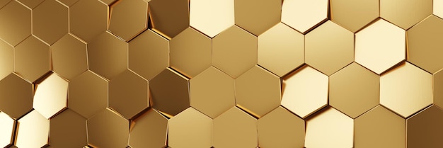 futuristic gold hexagonal texture background 3d rendering