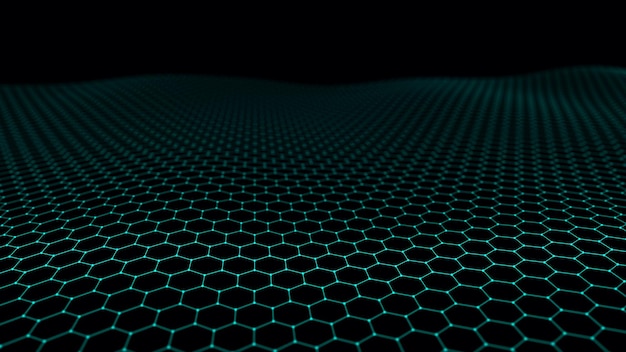 Futuristic hexagon abstract background Analysis and automation of data on artificial intelligence Big data 3D rendering 4k