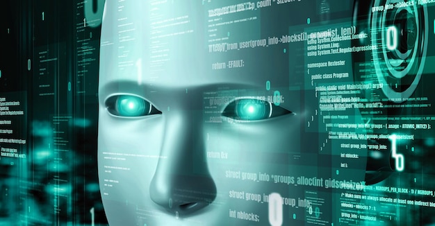 futuristic robot artificial intelligence huminoid ai programming coding