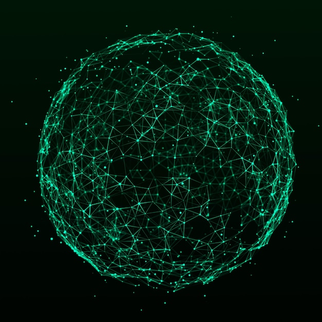 Futuristic sphere of particles and lines Network connection big data Abstract technology background 3d rendering