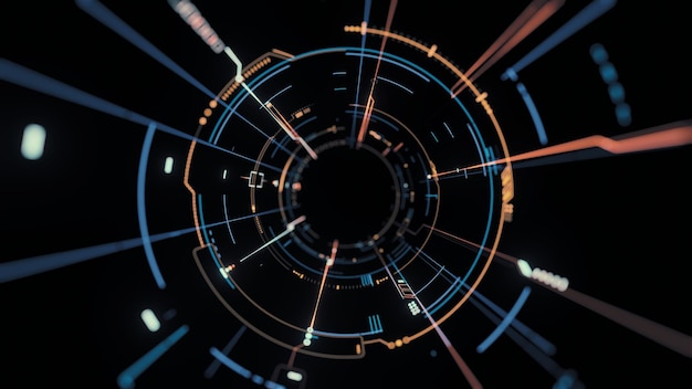 Futuristic warp speed hi tech hud style background