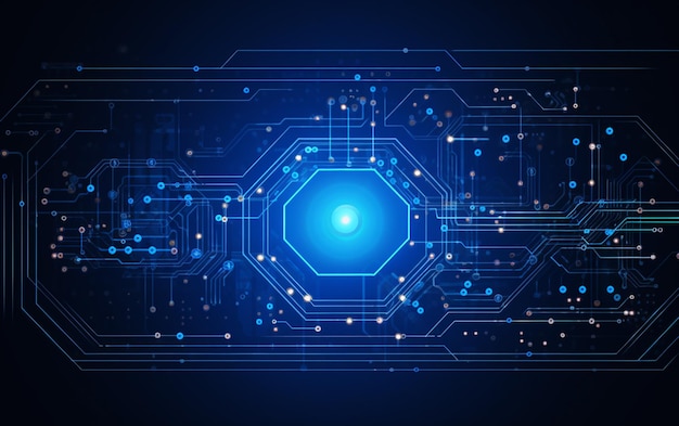 Futuristisk banner for digital teknologi med kretslinjer