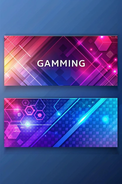Gaming banner design på gradient bakgrunn