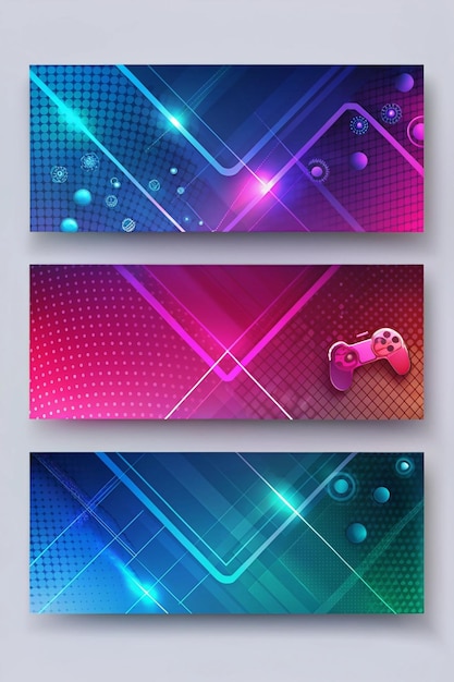 Gaming banner design på gradient bakgrunn