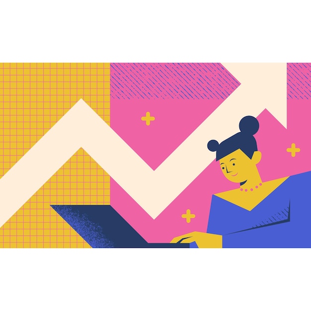 geometric women monitoring her funds