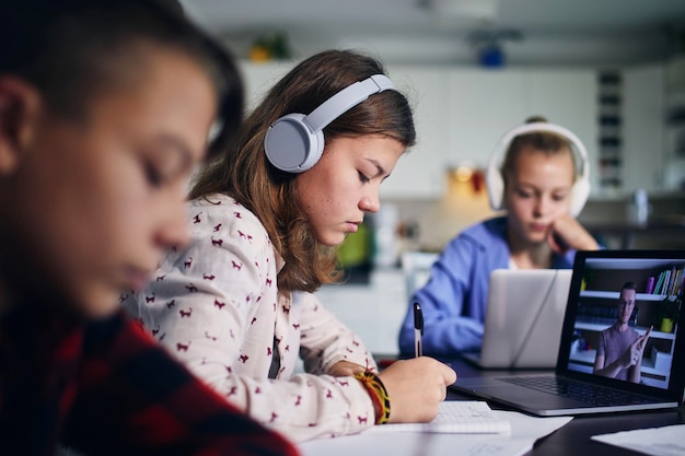Girl studying at classroom