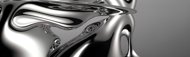 glossy silver metal fluid glossy chrome mirror water effect background backdrop texture generative ai