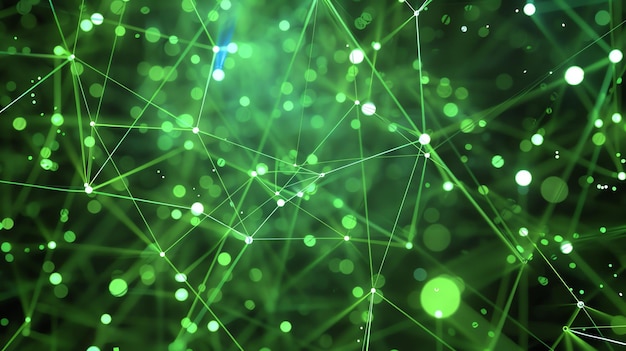 Glowing green and white plexus Futuristic technology concept 3D rendering