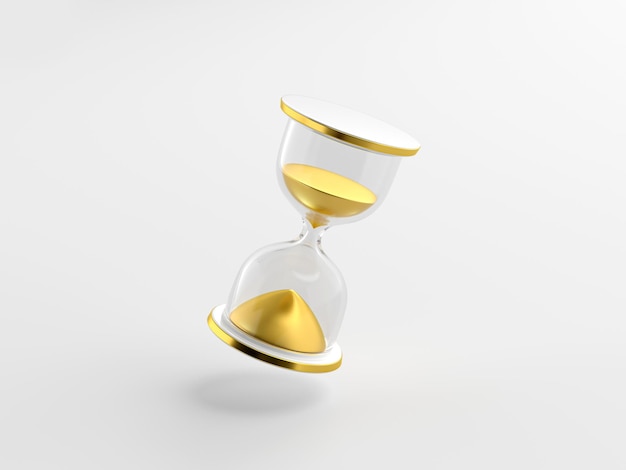Golden hourglass isolated on white background 3d illustration